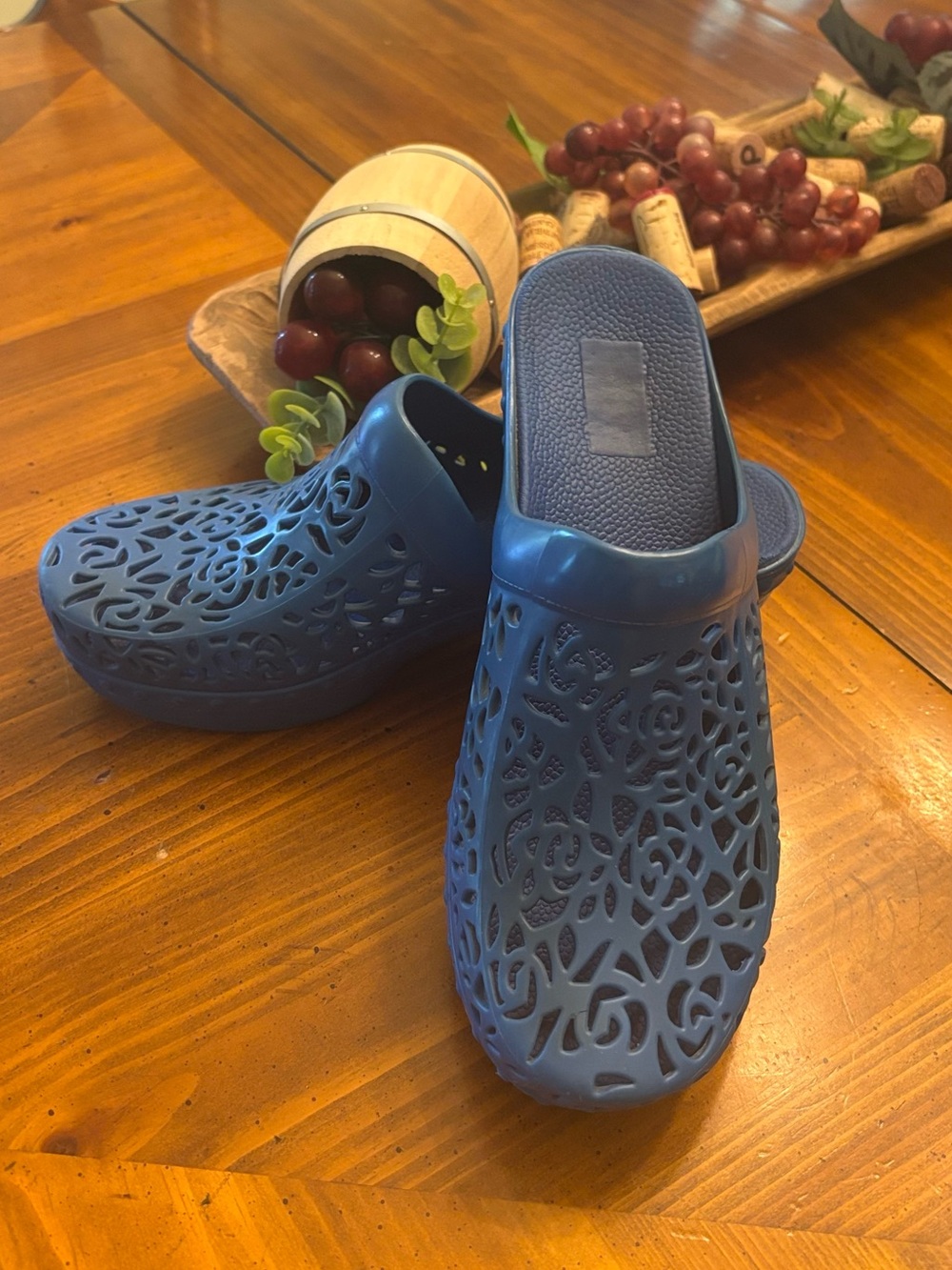 Women's Dansko Blue Rubber Laser Filagree Clog